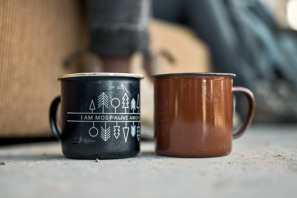 two rustic mugs